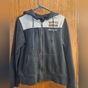 Harley-Davidson Black and White Zip-Up Hoodie